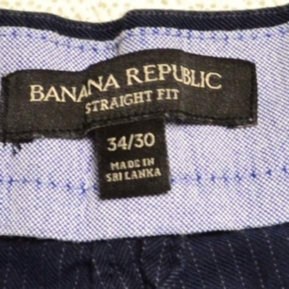 Banana Republic Mens Straight Fit Pinstripe Dress Pants 34x30 Navy Blue Cotton - Picture 3 of 5